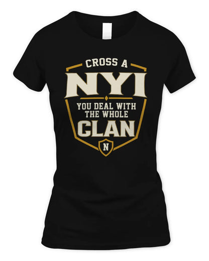 NYI NT1-K008 Cross A/An NAME, You Deal With the Whole Clan | Personalized Vintage T-Shirt - Women's Standard T-Shirt - Black