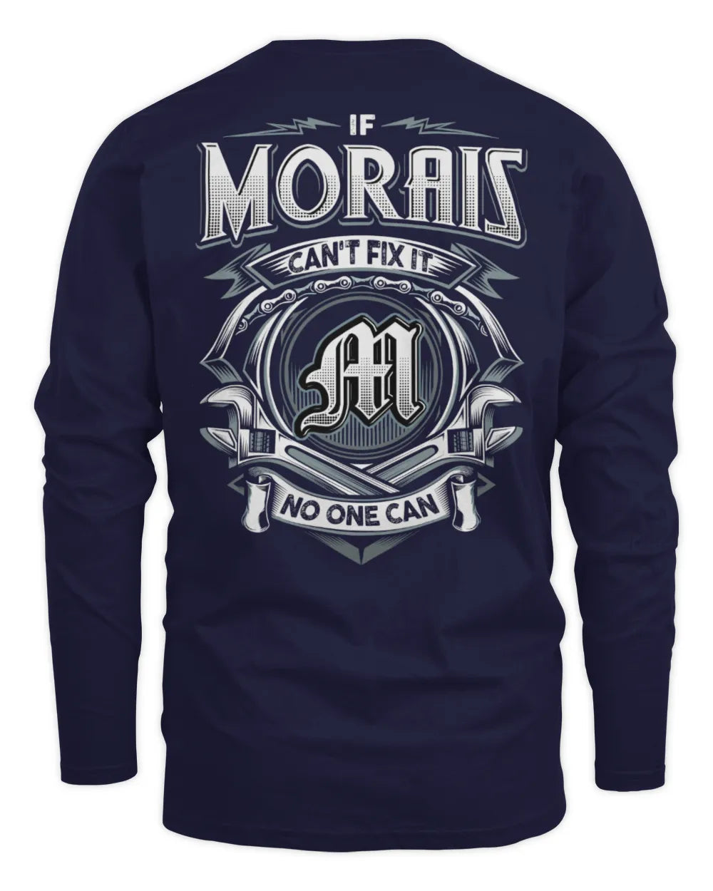 MORAIS AP81-K4-626 - Personalized Ahmed Quote Apparel “If Ahmed Can't Fix It, No One Can” - Men's Long Sleeved T-Shirt - Navy