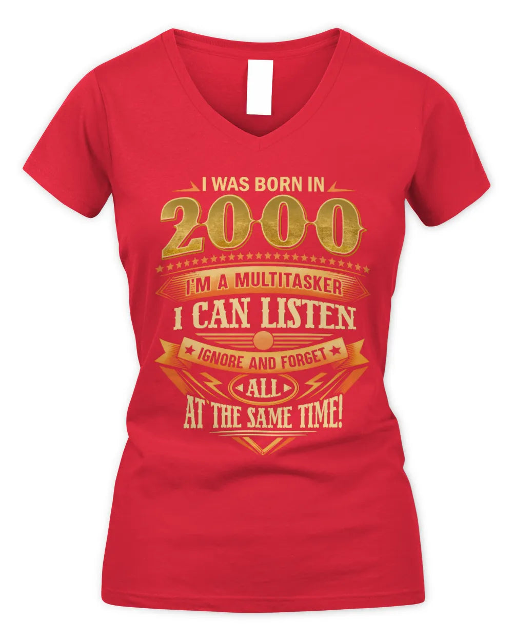 2000 HH89-K2 – Funny Birth Year Multitasker Quote T-Shirt - Women's V-Neck T-Shirt - Red