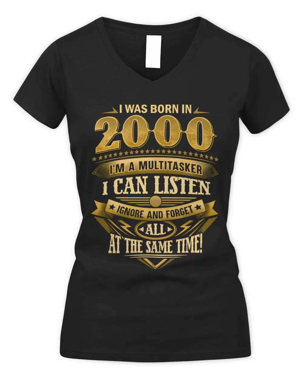 2000 HH89-K2 – Funny Birth Year Multitasker Quote T-Shirt - Women's V-Neck T-Shirt - Black