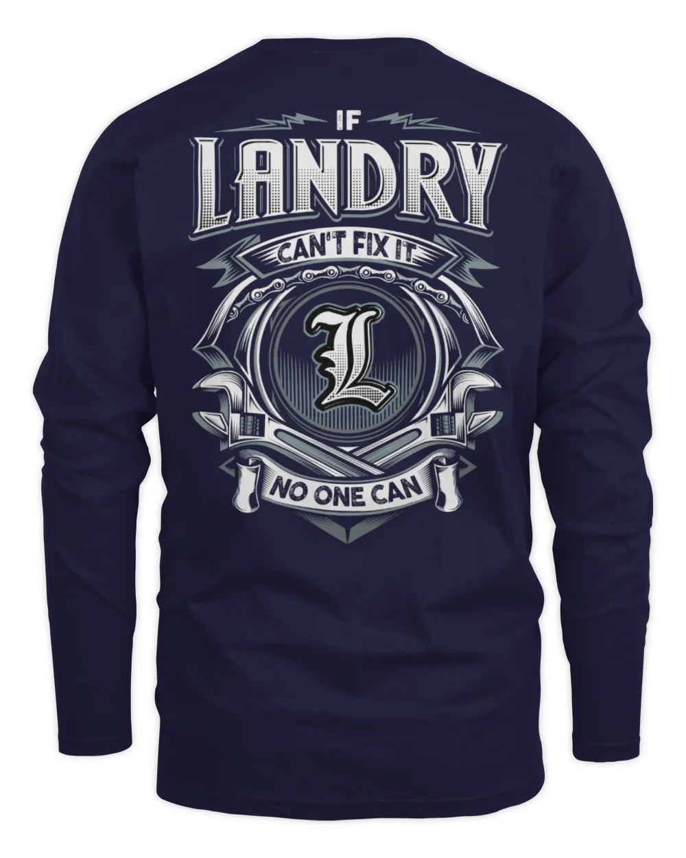 LANDRY AP81-K4-626 - Personalized Ahmed Quote Apparel “If Ahmed Can't Fix It, No One Can” - Men's Long Sleeved T-Shirt - Navy