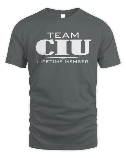 CIU BL62-K4-128 - Personalized “Team NAME Lifetime Member” - Unisex Standard T-Shirt - Charcoal