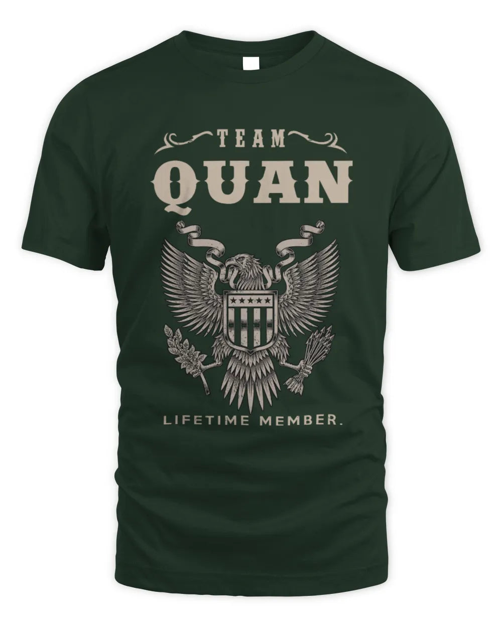 QUAN TP06-K82 – Personalized Classic Style Apparel “Team NAME Lifetime Member” - Unisex Standard T-Shirt - Forest Green