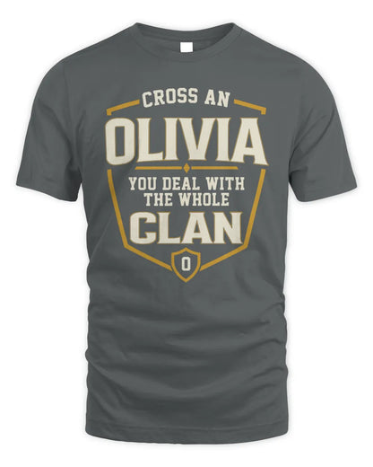 OLIVIA NT1-K008 Cross A/An NAME, You Deal With the Whole Clan | Personalized Vintage T-Shirt - Unisex Standard T-Shirt - Charcoal
