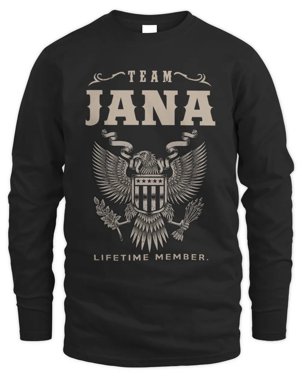 JANA TP06-K82 – Personalized Classic Style Apparel “Team NAME Lifetime Member” - Men's Long Sleeved T-Shirt - Black