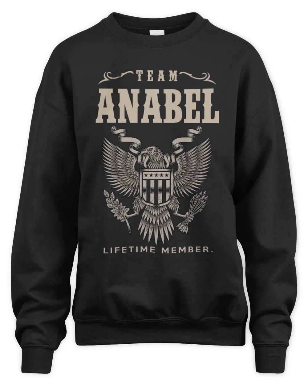 ANABEL TP06-K82 – Personalized Classic Style Apparel “Team NAME Lifetime Member” - Unisex Sweatshirt - Black