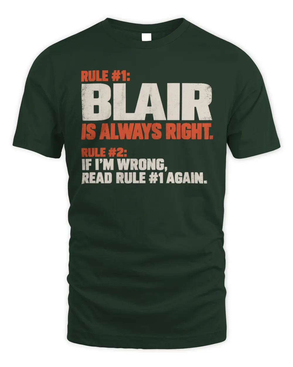 BLAIR NP1-H006 
Always Right Personalized Name T-Shirt – Funny Custom Name Shirt - Unisex Standard T-Shirt - Forest Green
