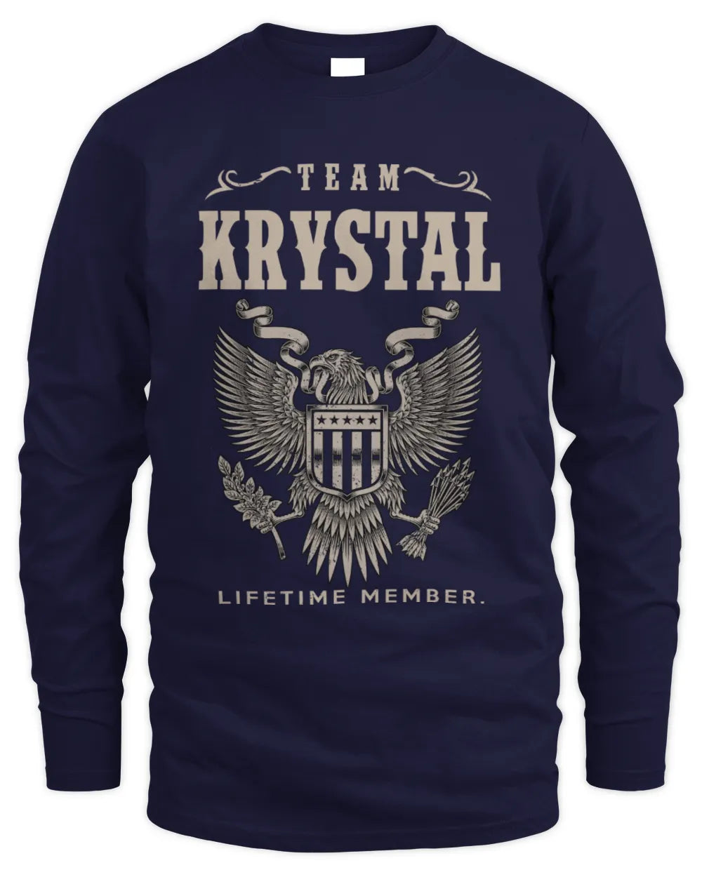 KRYSTAL TP06-K82 – Personalized Classic Style Apparel “Team NAME Lifetime Member” - Men's Long Sleeved T-Shirt - Navy