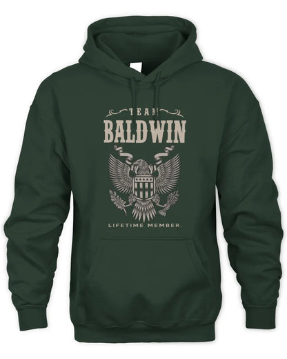 BALDWIN TP06-K82 – Personalized Classic Style Apparel “Team NAME Lifetime Member” - Unisex Hoodie - Forest Green
