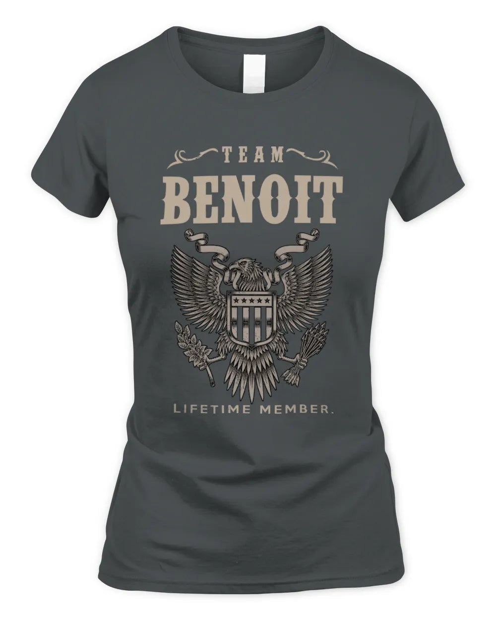 BENOIT TP06-K82 – Personalized Classic Style Apparel “Team NAME Lifetime Member” - Women's Standard T-Shirt - Charcoal