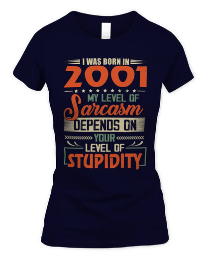 2001 HH89-K2 – Vintage Born to Be Sarcastic T-Shirt - Women's Standard T-Shirt - Navy