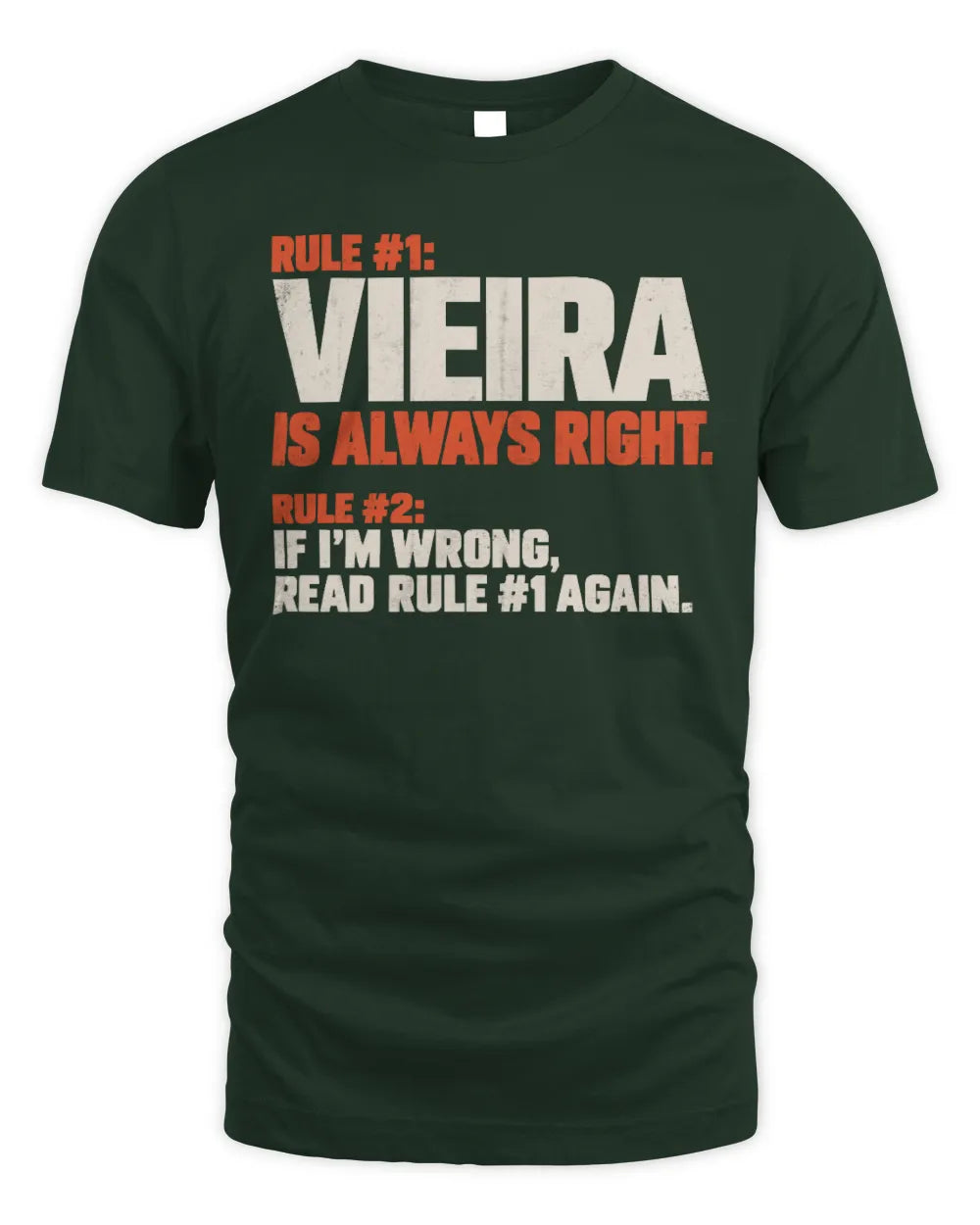 VIEIRA NP1-H006 
Always Right Personalized Name T-Shirt – Funny Custom Name Shirt - Unisex Standard T-Shirt - Forest Green