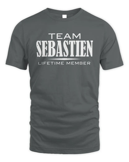 SEBASTIEN BL62-K4-128 - Personalized “Team NAME Lifetime Member” - Unisex Standard T-Shirt - Charcoal