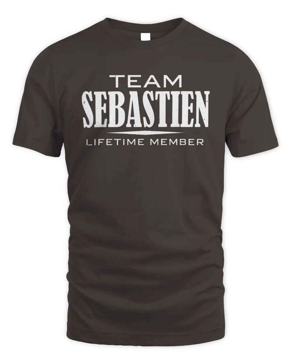 SEBASTIEN BL62-K4-128 - Personalized “Team NAME Lifetime Member” - Unisex Standard T-Shirt - Dark Chocolate