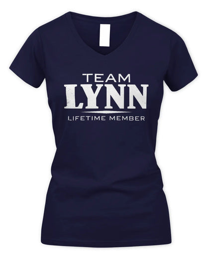 LYNN BL62-K4-128 - Personalized “Team NAME Lifetime Member” - Women's V-Neck T-Shirt - Navy