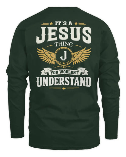 JESUS KT06-M008 It’s a [NAME] Thing – You Wouldn’t Understand | Personalized Vintage T-Shirt - Men's Long Sleeved T-Shirt - Forest Green