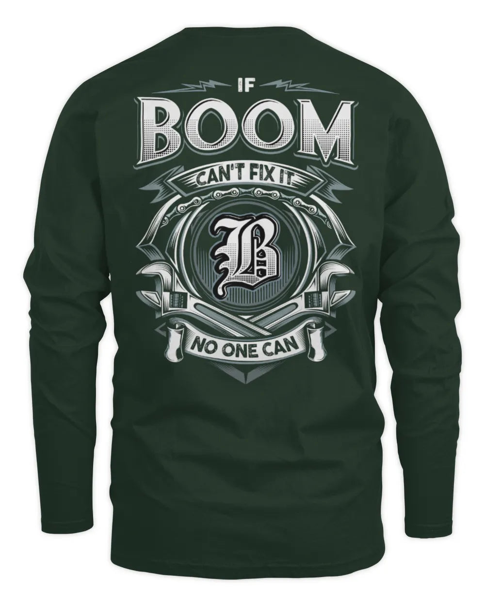 BOOM AP81-K4-626 - Personalized Ahmed Quote Apparel “If Ahmed Can't Fix It, No One Can” - Men's Long Sleeved T-Shirt - Forest Green