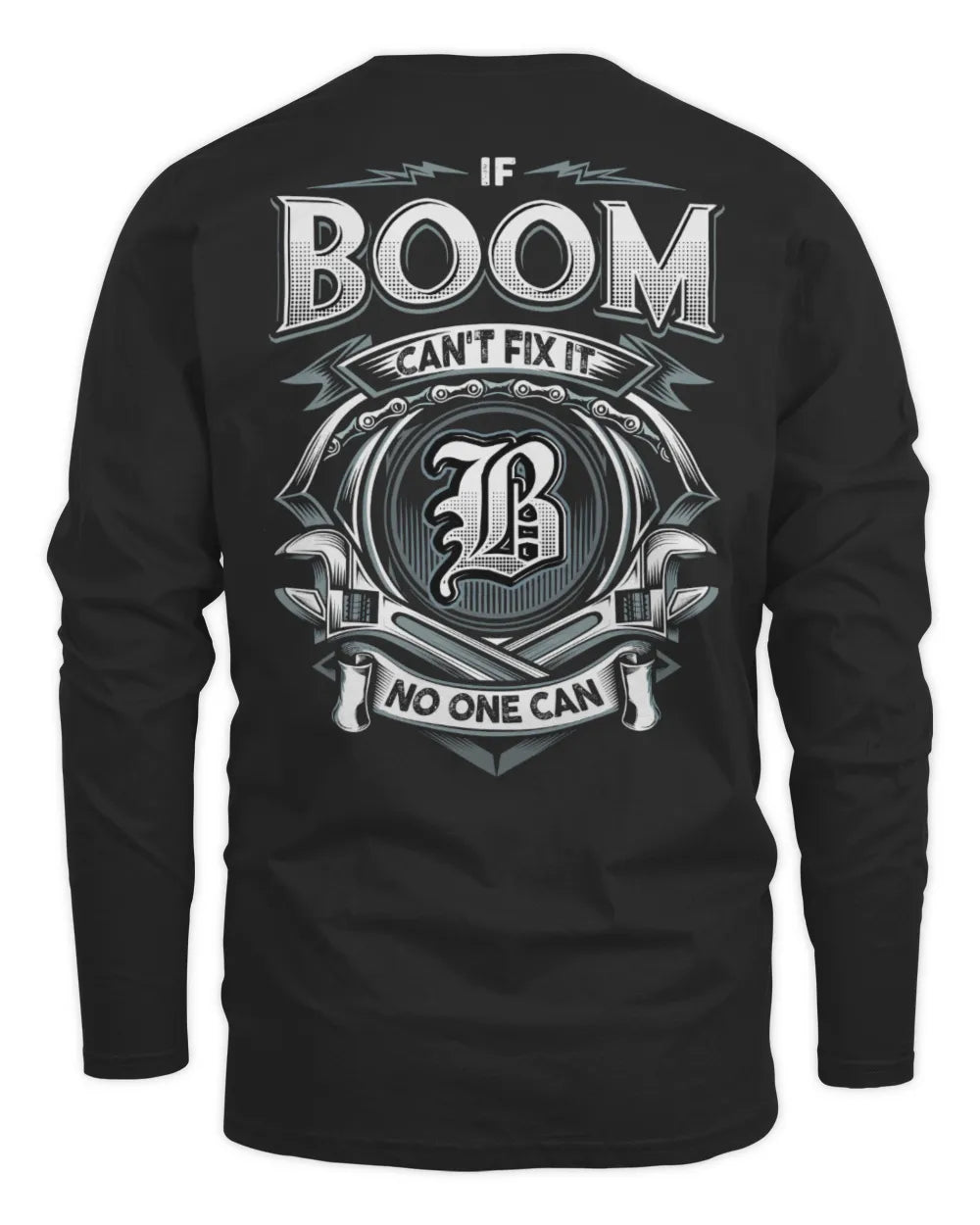 BOOM AP81-K4-626 - Personalized Ahmed Quote Apparel “If Ahmed Can't Fix It, No One Can” - Men's Long Sleeved T-Shirt - Black