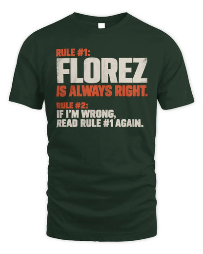 FLOREZ NP1-H006 
Always Right Personalized Name T-Shirt – Funny Custom Name Shirt - Unisex Standard T-Shirt - Forest Green