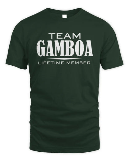 GAMBOA BL62-K4-128 - Personalized “Team NAME Lifetime Member” - Unisex Standard T-Shirt - Forest Green
