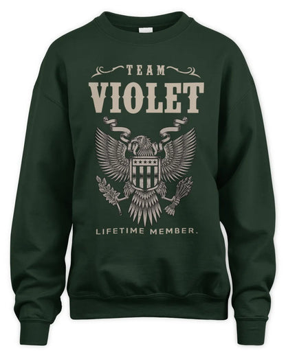 VIOLET TP06-K82 – Personalized Classic Style Apparel “Team NAME Lifetime Member” - Unisex Sweatshirt - Forest Green