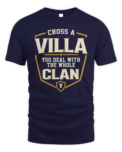 VILLA NT1-K008 Cross A/An NAME, You Deal With the Whole Clan | Personalized Vintage T-Shirt - Unisex Standard T-Shirt - Navy