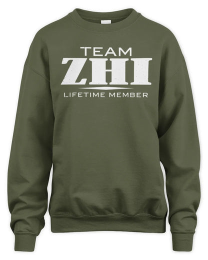 ZHI BL62-K4-128 - Personalized “Team NAME Lifetime Member” - Unisex Sweatshirt - Military Green