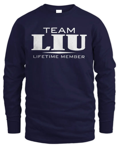 LIU BL62-K4-128 - Personalized “Team NAME Lifetime Member” - Men's Long Sleeved T-Shirt - Navy
