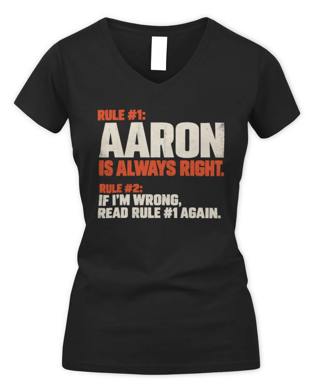 SEAN NP1-H006 - Always Right Personalized Name T-Shirt – Funny Custom Name Shirt - Women's V-Neck T-Shirt - Black