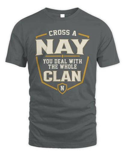 NAY NT1-K008 Cross A/An NAME, You Deal With the Whole Clan | Personalized Vintage T-Shirt - Unisex Standard T-Shirt - Charcoal