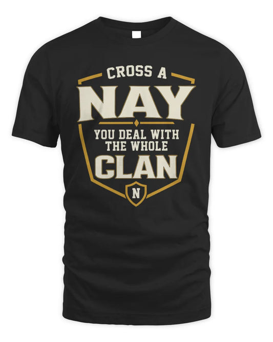 NAY NT1-K008 Cross A/An NAME, You Deal With the Whole Clan | Personalized Vintage T-Shirt - Unisex Standard T-Shirt - Black