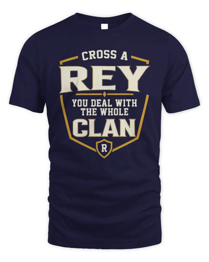 REY NT1-K008 Cross A/An NAME, You Deal With the Whole Clan | Personalized Vintage T-Shirt - Unisex Standard T-Shirt - Navy