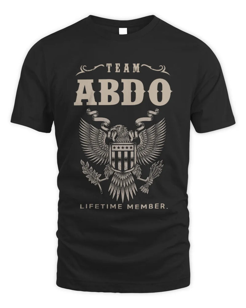 ABDO TP06-K82 – Personalized Classic Style Apparel “Team NAME Lifetime Member” - Unisex Standard T-Shirt - Black