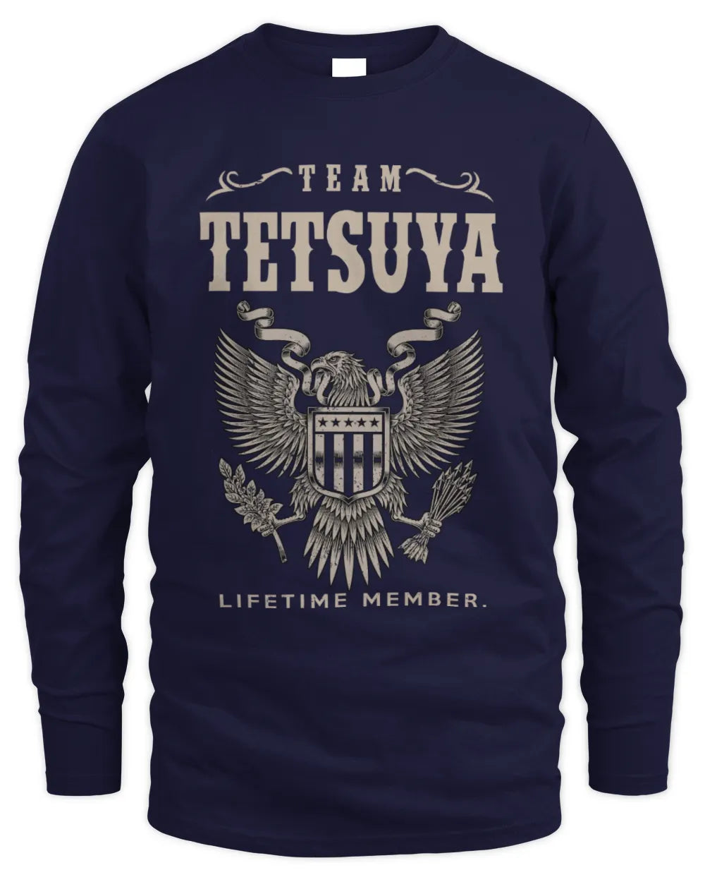 TETSUYA TP06-K82 – Personalized Classic Style Apparel “Team NAME Lifetime Member” - Men's Long Sleeved T-Shirt - Navy