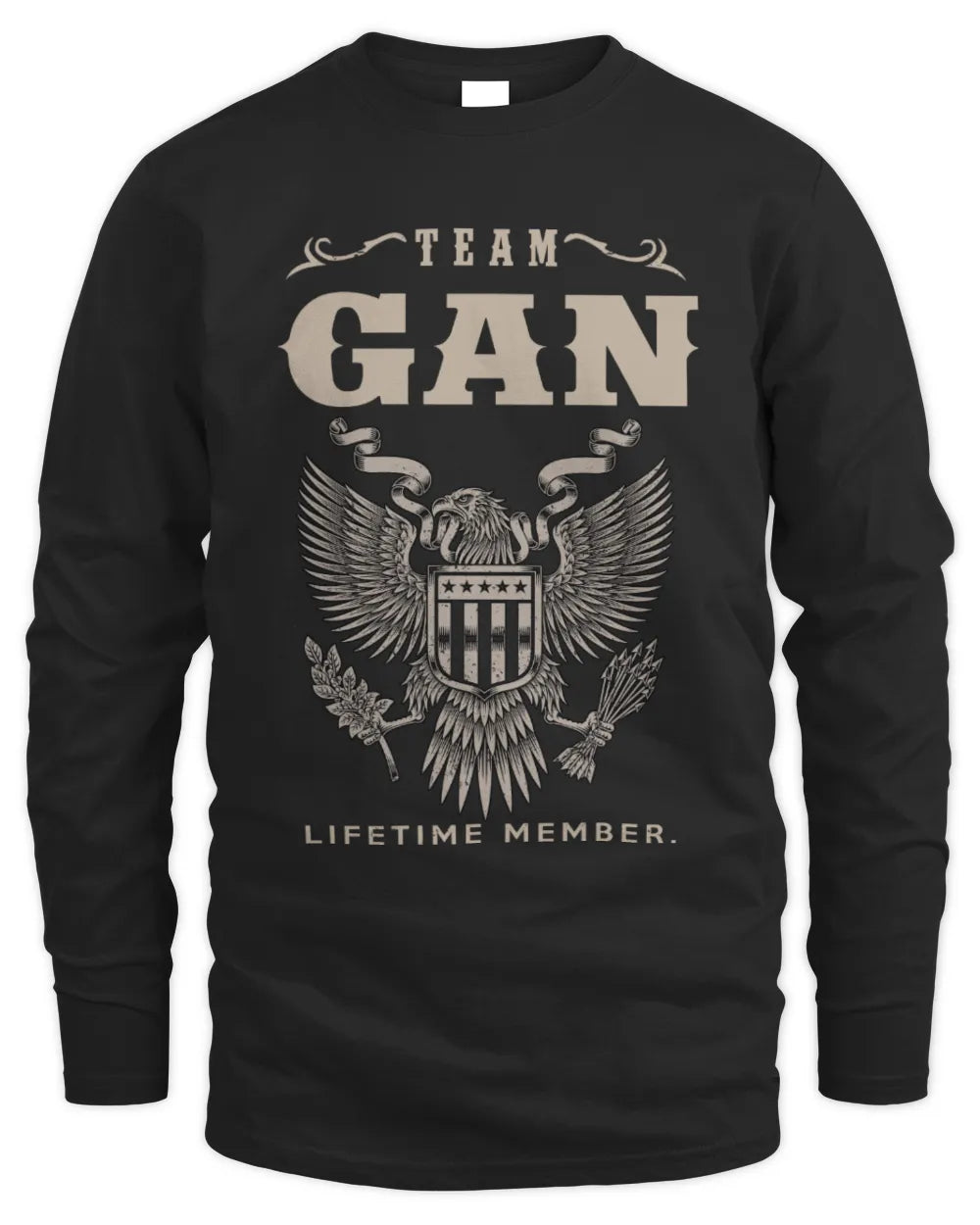 GAN TP06-K82 – Personalized Classic Style Apparel “Team NAME Lifetime Member” - Men's Long Sleeved T-Shirt - Black
