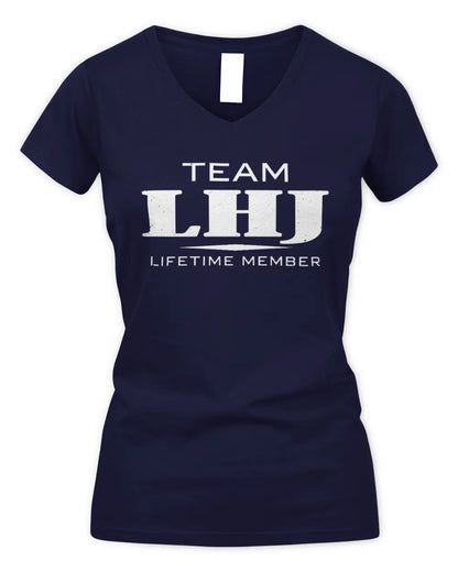 LHJ BL62-K4-128 - Personalized “Team NAME Lifetime Member” - Women's V-Neck T-Shirt - Navy