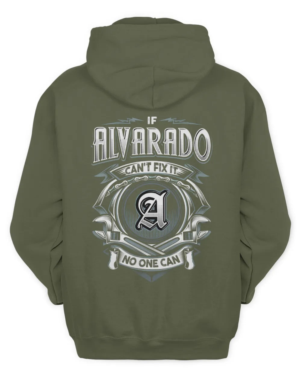 ALVARADO AP81-K4-626 - Personalized Ahmed Quote Apparel “If Ahmed Can't Fix It, No One Can” - Unisex Hoodie - Military Green