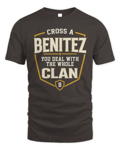 BENITEZ NT1-K008 Cross A/An NAME, You Deal With the Whole Clan | Personalized Vintage T-Shirt - Unisex Standard T-Shirt - Dark Chocolate