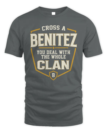 BENITEZ NT1-K008 Cross A/An NAME, You Deal With the Whole Clan | Personalized Vintage T-Shirt - Unisex Standard T-Shirt - Charcoal
