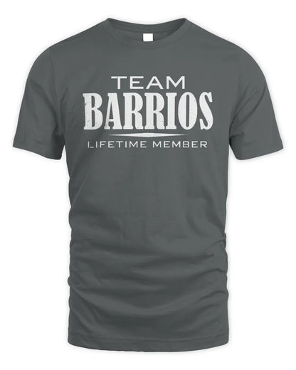 BARRIOS BL62-K4-128 - Personalized “Team NAME Lifetime Member” - Unisex Standard T-Shirt - Charcoal