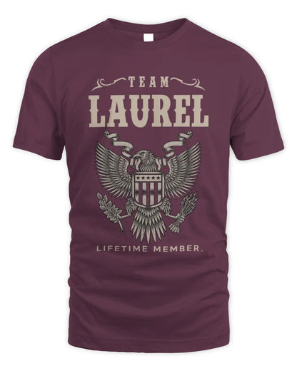LAUREL TP06-K82 – Personalized Classic Style Apparel “Team NAME Lifetime Member” - Unisex Standard T-Shirt - Maroon