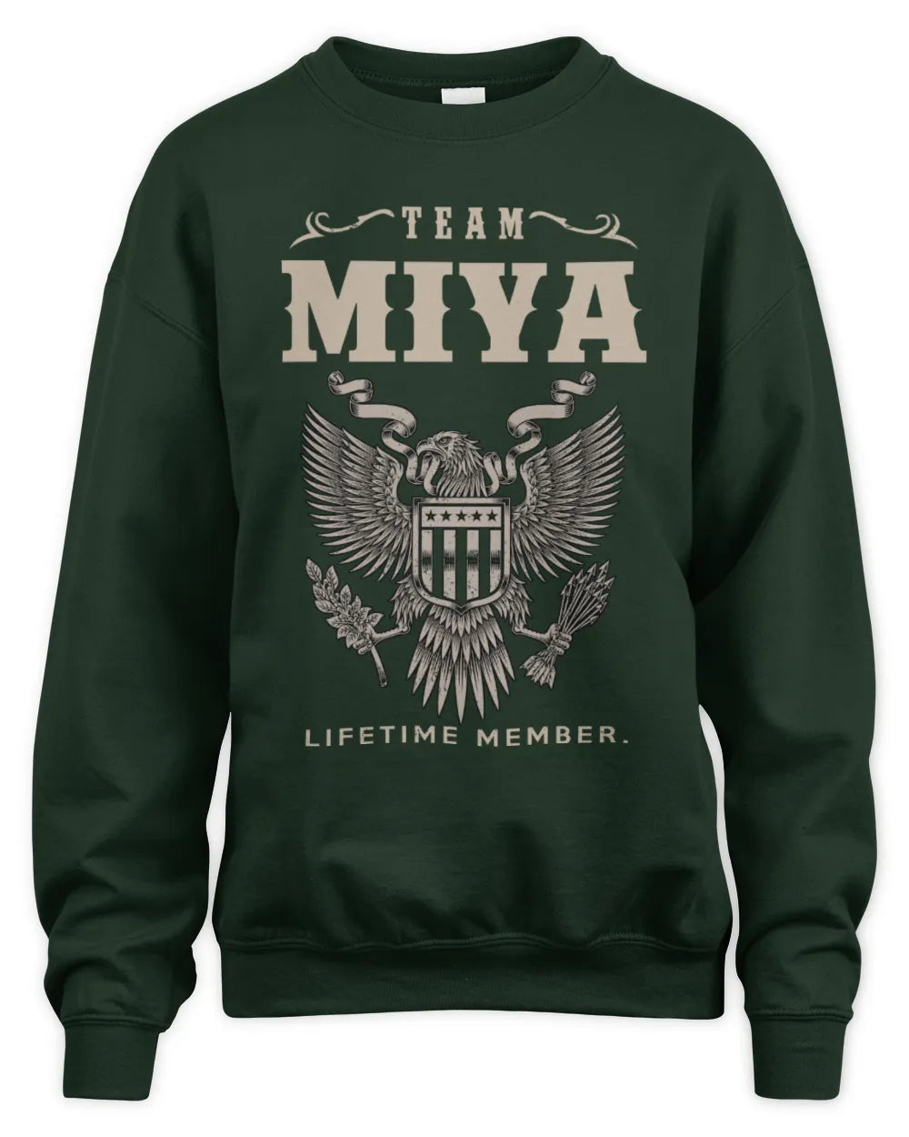 MIYA TP06-K82 – Personalized Classic Style Apparel “Team NAME Lifetime Member” - Unisex Sweatshirt - Forest Green