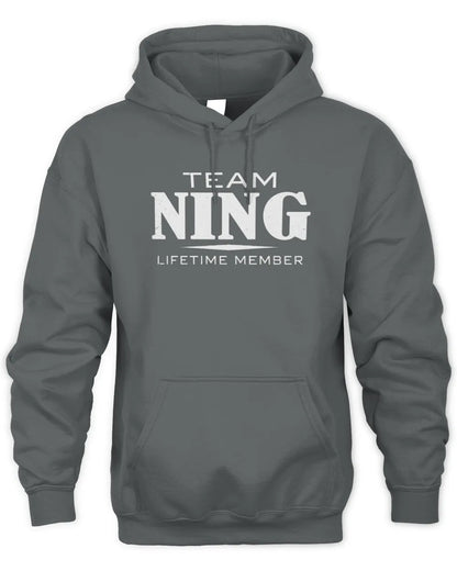 NING BL62-K4-128 - Personalized “Team NAME Lifetime Member” - Unisex Hoodie - Charcoal