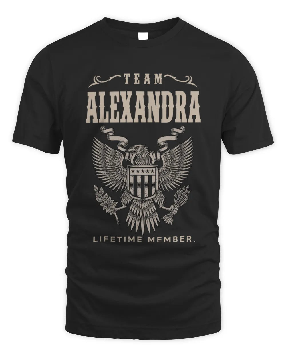 ALEXANDRA TP06-K82 – Personalized Classic Style Apparel “Team NAME Lifetime Member” - Unisex Standard T-Shirt - Black