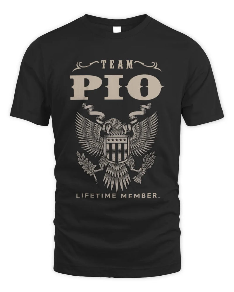 PIO TP06-K82 – Personalized Classic Style Apparel “Team NAME Lifetime Member” - Unisex Standard T-Shirt - Black