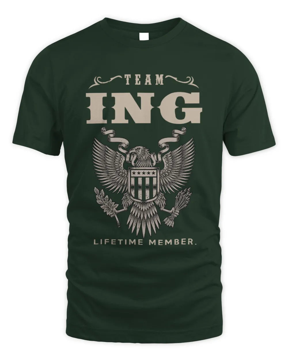 ING TP06-K82 – Personalized Classic Style Apparel “Team NAME Lifetime Member” - Unisex Standard T-Shirt - Forest Green