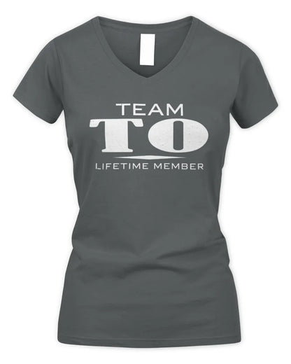TO BL62-K4-128 - Personalized “Team NAME Lifetime Member” - Women's V-Neck T-Shirt - Charcoal
