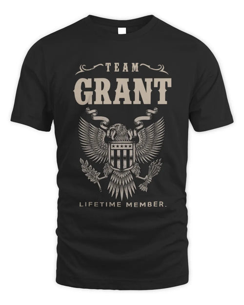 GRANT TP06-K82 – Personalized Classic Style Apparel “Team NAME Lifetime Member” - Unisex Standard T-Shirt - Black