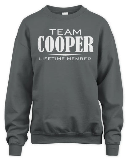 COOPER BL62-K4-128 - Personalized “Team NAME Lifetime Member” - Unisex Sweatshirt - Charcoal