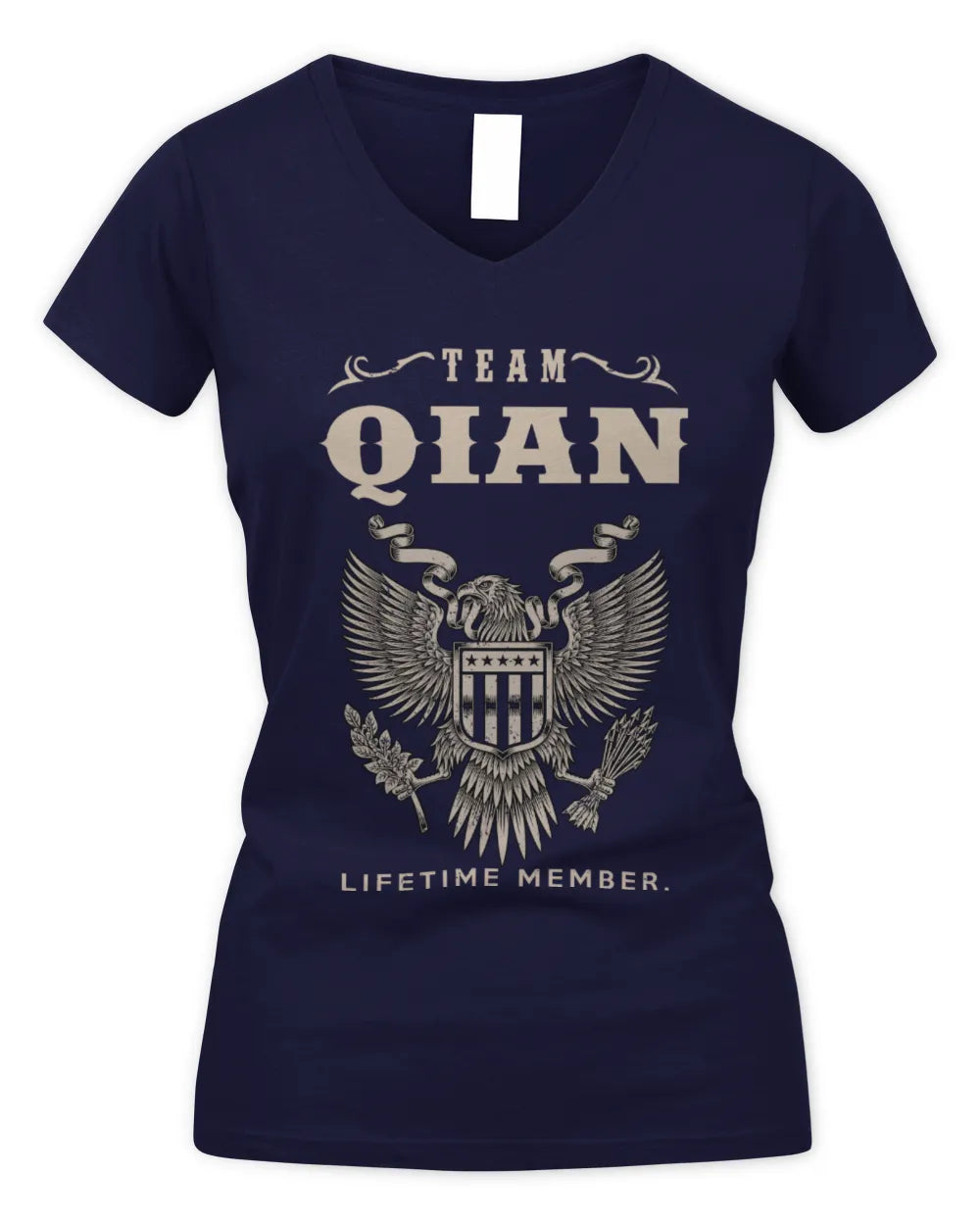 QIAN TP06-K82 – Personalized Classic Style Apparel “Team NAME Lifetime Member” - Women's V-Neck T-Shirt - Navy